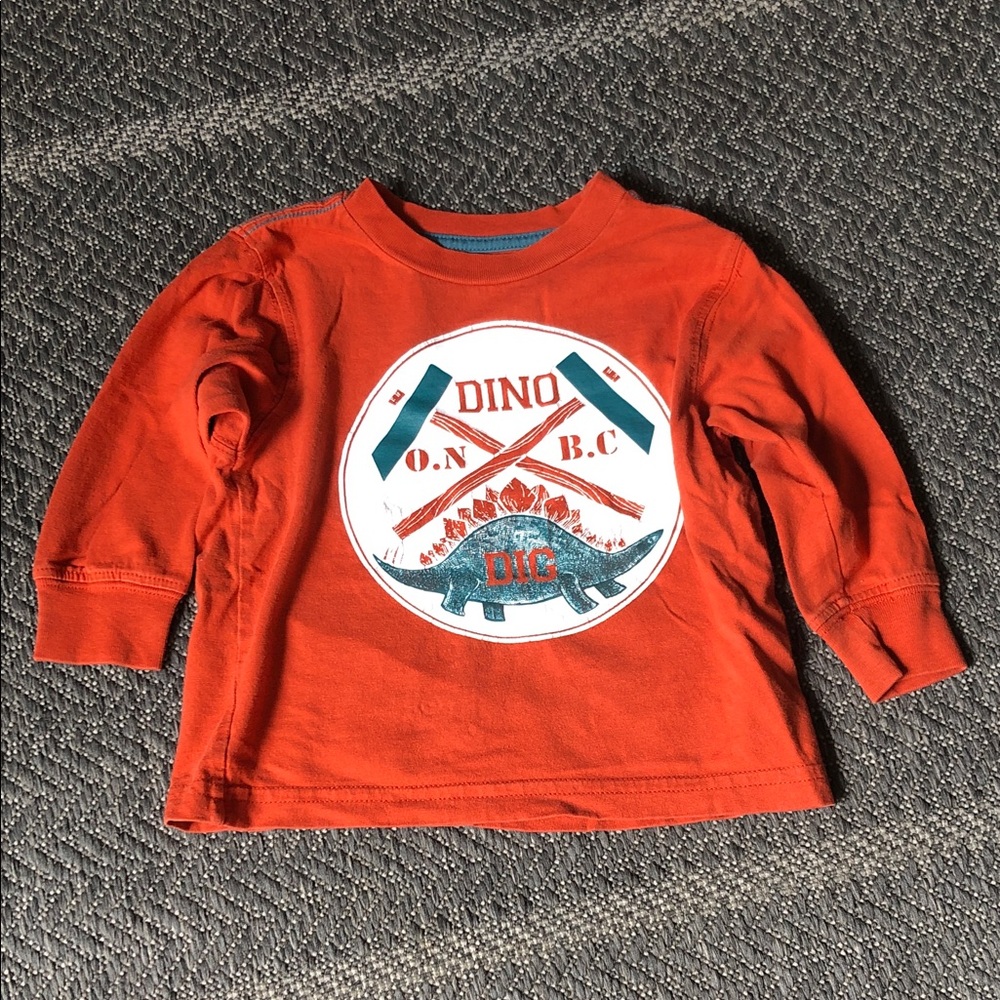 Old Navy Orange Long-Sleeve Dino Graphic Tee